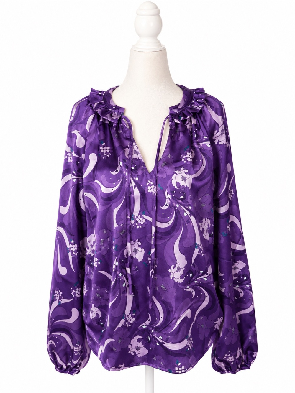 INC International Purple Floral Blouse Women’s Small NWT Boho Long Sleeve Top